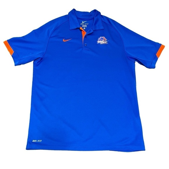 Boise State Nike Dri-Fit Blue & Orange Polo Shirt Size Medium - Picture 1 of 10